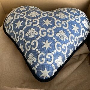 Gucci blue/ red heart shaped throw pillow